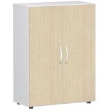 Fl�gelt�renschrank 3 Ordnerh�hen LIFE | 80 cm breit | Weiss / Ahorn hell