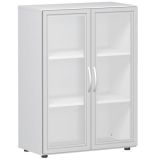 Glasschrank 3 Ordnerhöhen LIFE | 80 cm breit | Weiss / Milchglas