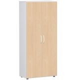 Flügeltürenschrank 5 Ordnerhöhen LIFE | 80 cm breit | Weiss / Buche Naur