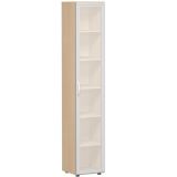 Glasschrank 6 Ordnerhöhen LIFE | 40 cm breit | Buche Natur / Milchglas