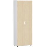 Flügeltürenschrank 6 Ordnerhöhen LIFE | 80 cm breit | Weiss / Ahorn hell