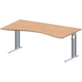 Schreibtisch STYLE | Egonomieform in 3 Breiten | Buche Natur