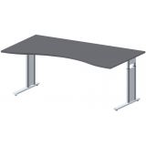 Schreibtisch STYLE | Egonomieform in 3 Breiten | Graphit