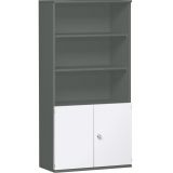 Schrankregal 5 OH STYLE | mit 2 OH T�ren | 100 cm breit | Graphit/Wei�