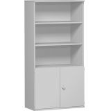 Schrankregal 5 OH STYLE | mit 2 OH T�ren | 100 cm breit | Hellgrau