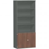 Schrankregal 6 OH STYLE | mit 2 OH T�ren | 100 cm breit | Graphit/Nussbaum