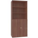 Schrankregal 6 OH STYLE | mit 3 OH T�ren | 100 cm breit | Nussbaum