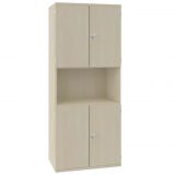 Schrankregal 5 OH STYLE | mit 2x2 OH Türen | 80 cm breit | Ahorn hell