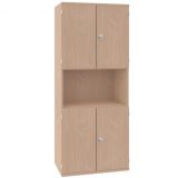 Schrankregal 5 OH STYLE | mit 2x2 OH Türen | 80 cm breit | Buche Natur