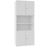 Schrankregal 6 OH STYLE | mit 2x2 OH Türen | 100 cm breit | Nussbaum