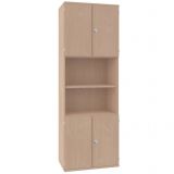Schrankregal 6 OH STYLE | mit 2x2 OH Türen | 80 cm breit | Buche Natur