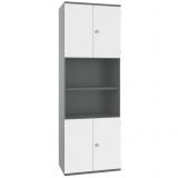 Schrankregal 6 OH STYLE | mit 2x2 OH Türen | 80 cm breit | Graphit/Weiss