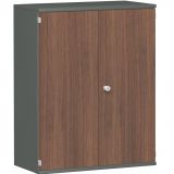 Fl�gelt�renschrank 3 OH STYLE | 100 cm breit | Korpus Graphit | Front Nussbaum