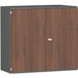 Flügeltürenschrank 3 OH STYLE | 120 cm breit | Korpus Graphit | Front Nussbaum