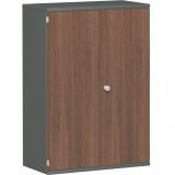 Fl�gelt�renschrank 3 OH STYLE | 80 cm breit | Korpus Graphit | Front Nussbaum 