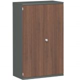 Flügeltürenschrank 4 OH STYLE | 80 cm breit | Korpus Graphit | Front Nussbaum