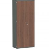 Fl�gelt�renschrank 5 OH STYLE | 80 cm breit | Korpus Graphit | Front Nussbaum