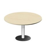 S�ulentisch Rundtisch LIFE | � 120 cm | Gestell silber | Platte Ahorn hell