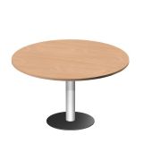 Säulentisch Rundtisch LIFE | Ø 120 cm | Gestell silber | Platte Buche Natur