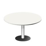 Säulentisch Rundtisch LIFE | Ø 120 cm | Gestell silber | Platte Weiß