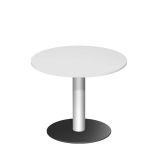 Säulentisch Rundtisch LIFE | Ø 90 cm | Gestell silber | Platte Weiß