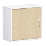 Schiebetürenschrank 2 Ordnerhöhen LIFE | Breite 80 cm | Weiß/Ahorn hell