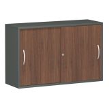 Schiebet�renschrank 2 Ordnerh�hen STYLE | Breite 120 cm | Graphit/Nussbaum
