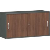 Schiebetürenschrank 2 Ordnerhöhen STYLE | Breite 160 cm | Graphit/Nussbaum
