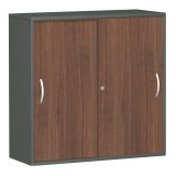 Schiebetürenschrank 3 Ordnerhöhen STYLE | Breite 120 cm | Graphit/Nussbaum