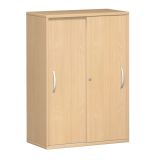 Schiebetürenschrank 3 Ordnerhöhen STYLE | Breite 80 cm | Buche Natur