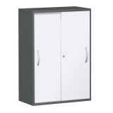 Schiebetürenschrank 3 Ordnerhöhen STYLE | Breite 80 cm | Graphit/Weiss