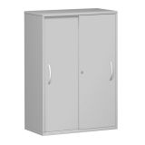 Schiebetürenschrank 3 Ordnerhöhen STYLE | Breite 80 cm | Hellgrau