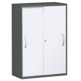 Schiebetürenschrank 4 Ordnerhöhen STYLE | Breite 100 cm | Graphit/Weiß