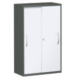Schiebet�renschrank 4 Ordnerh�hen STYLE | Breite 80 cm | Graphit/Wei�
