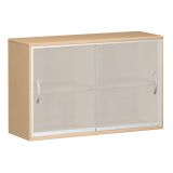 Glas-Schiebet�renschrank 2 Ordnerh�hen STYLE | Breite 120 cm | Buche Natur