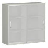Glas-Schiebet�renschrank 3 Ordnerh�hen STYLE | Breite 120 cm | Hellgrau