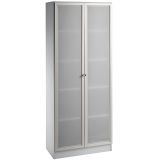 Glaschrank 5OH SOLID | 80 cm breit | Korpus Lichtgrau | Front Milchglas