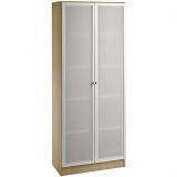 Glaschrank 5OH SOLID | 80 cm breit | Korpus Nussbaum hell | Front Milchglas