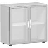 Glasschrank 2 Ordnerhöhen LIFE | 80 cm breit | Hellgrau / Milchglas Glasschrank 2 Ordnerhöhen LIFE | 80 cm breit | Hellgrau / Milchglas