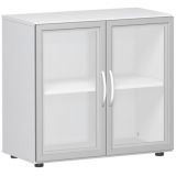Glasschrank 2 Ordnerhöhen LIFE | 80 cm breit | Weiss / Milchglas Glasschrank 2 Ordnerhöhen LIFE | 80 cm breit | Weiss / Milchglas