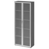 Glasschrank 5 Ordnerhöhen LIGHT | 80 cm breit | Graphit/Milchglas Glasschrank 5 Ordnerhöhen LIGHT | 80 cm breit | Graphit/Milchglas