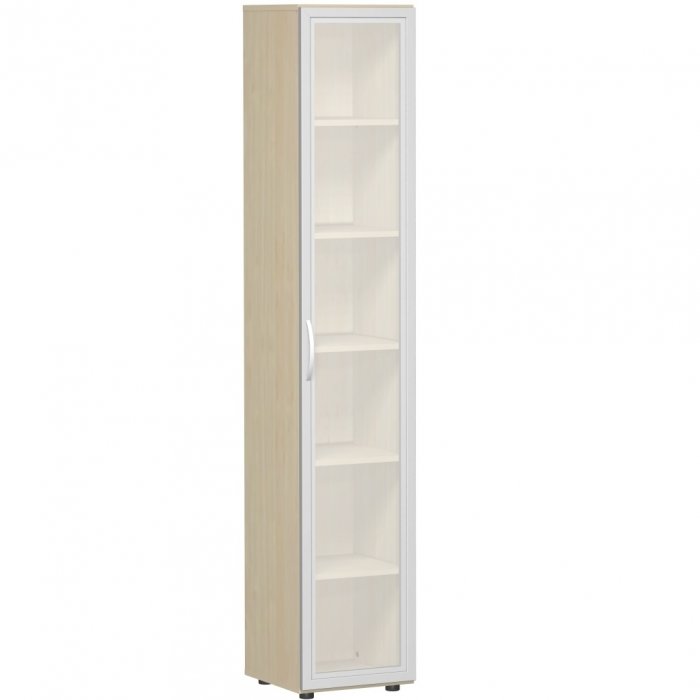 Büroschrank mit Türen aus Milchglas 6 Ordnerhöhen | Breite 40 cm