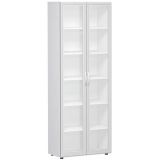 Glasschrank 6 Ordnerh�hen LIFE | 80 cm breit | Weiss / Milchglas