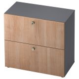 H�ngeregisterschrank 2 Ordnerh�hen COMFORT | 80 cm breit | Dekor Graphit/Nussbaum hell