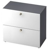 H�ngeregisterschrank 2 Ordnerh�hen COMFORT | 80 cm breit | Dekor Graphit/Weiss classic