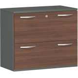 H�ngeregisterschrank 2 Ordnerh�hen STYLE | 100 cm breit | Dekor Graphit/Nussbaum