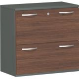H�ngeregisterschrank 2 Ordnerh�hen STYLE | 80 cm breit | Dekor Graphit/Nussbaum
