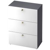 H�ngeregisterschrank 3 Ordnerh�hen COMFORT | 80 cm breit | Dekor Graphit/Wei� classic
