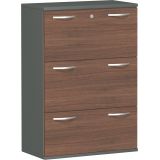 H�ngeregisterschrank 3 Ordnerh�hen STYLE | 80 cm breit | Dekor Graphit/Nussbaum