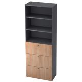 H�ngeregisterschrank 6 Ordnerh�hen COMFORT | 80 cm breit | Dekor Graphit/Nussbaum hell